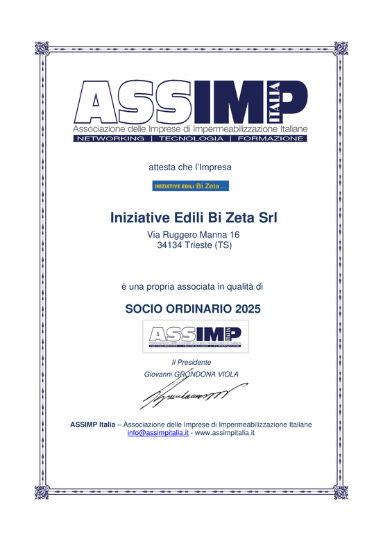 Attestato Socio ASSIMP 2025